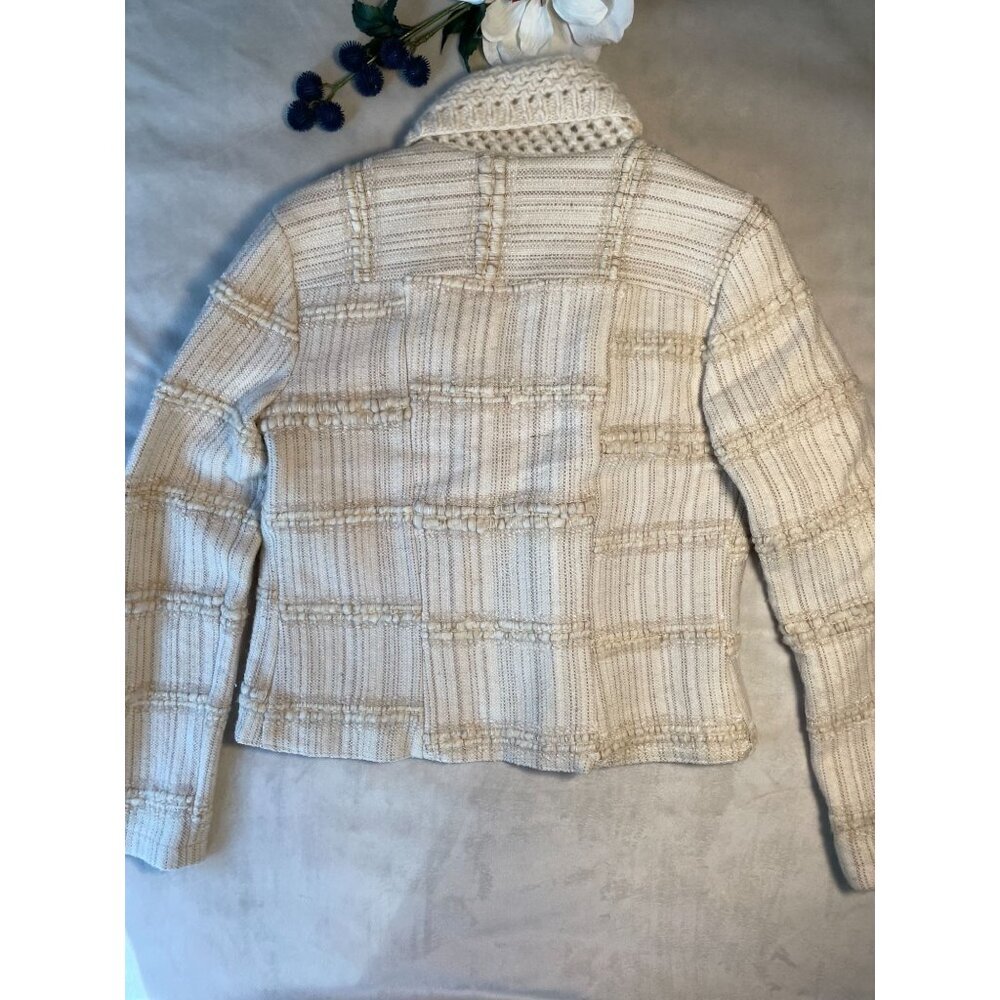 Vtg Anthropologie Womens Textured Jacket Open Shawl Collar Y2K Size M Academia - Picture 2 of 9